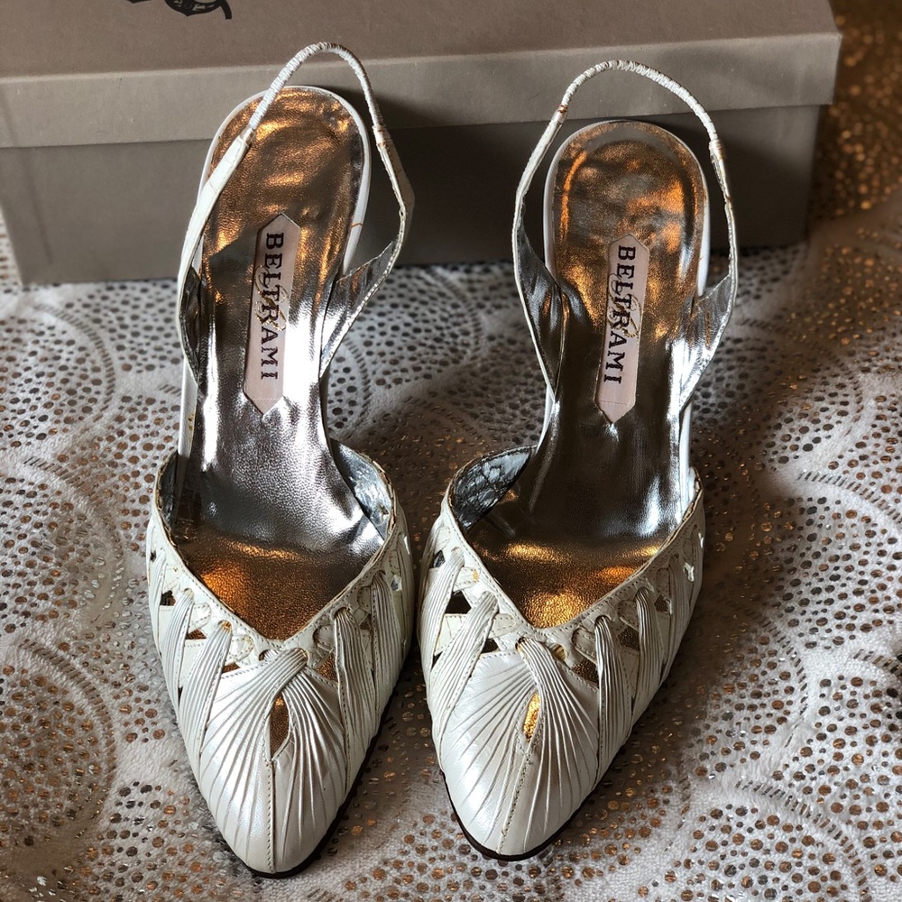 beltrami Italian designer. Bone color heel